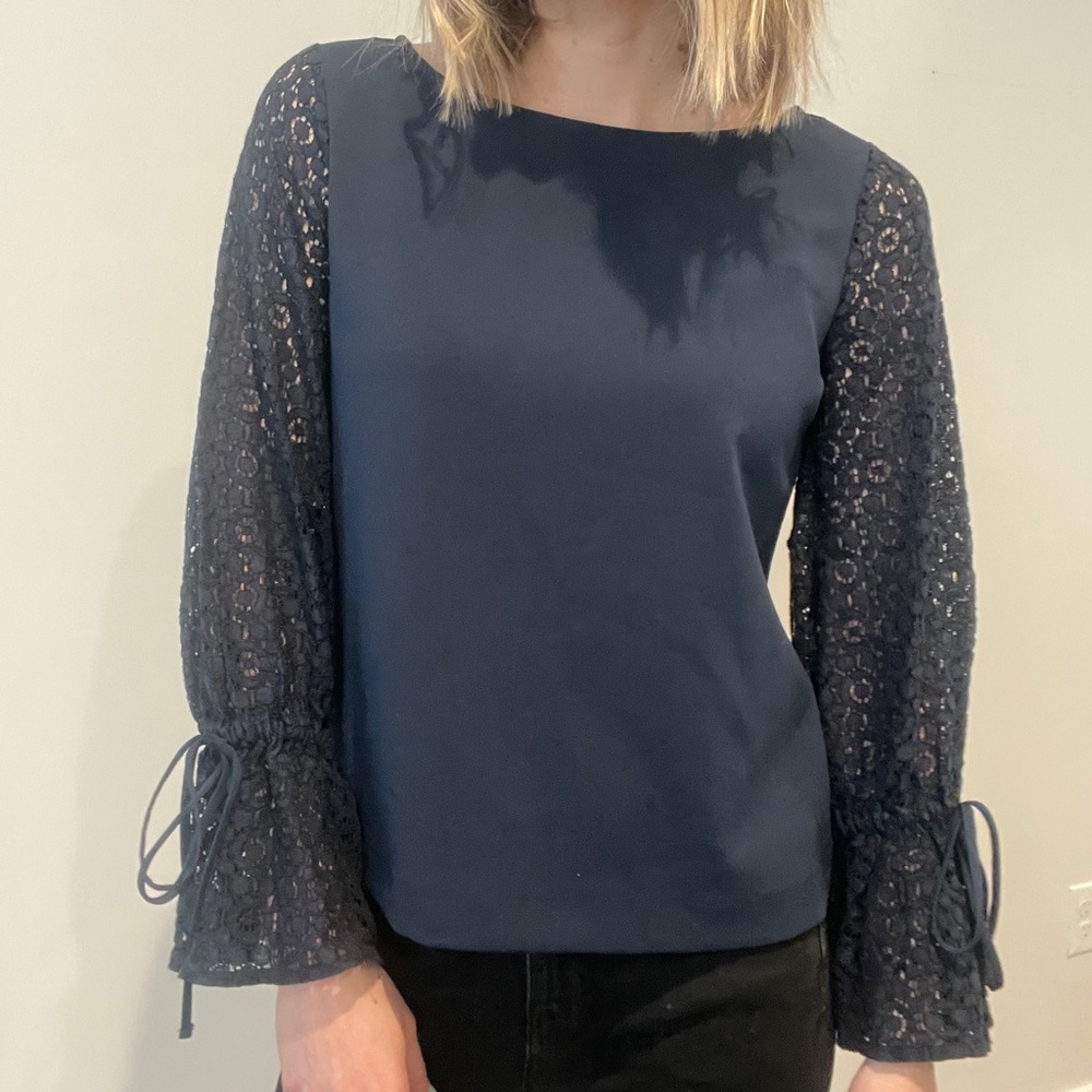 Banana Republic Lace Tie Sleeve Blouse